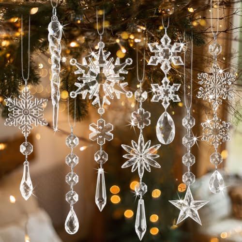 18-Count Clear Acrylic Christmas Ornaments for Tree, Holiday Party, New Year Decor (clear)