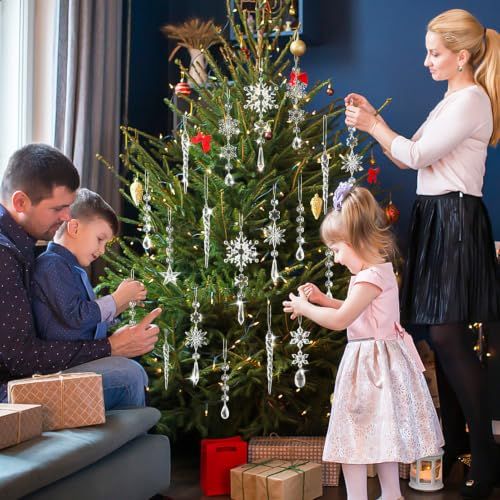 18-Count Clear Acrylic Christmas Ornaments for Tree, Holiday Party, New Year Decor (clear)