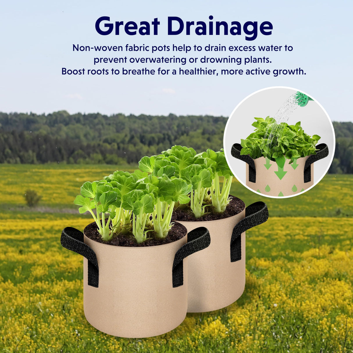 10-Pack 3-Gallon Fabric Grow Bags – Heavy-Duty Breathable Non-Woven Plant Pots with Handles for Vegetables, Herbs, Flowers (Camel)