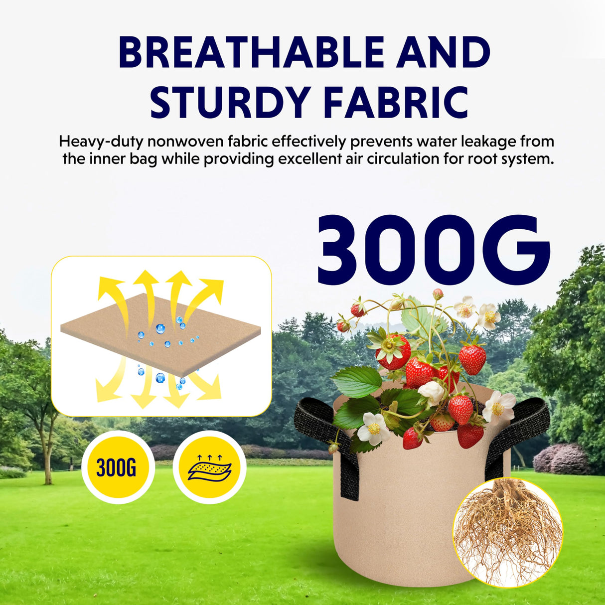10-Pack 5-Gallon Fabric Grow Bags – Heavy-Duty Breathable Non-Woven Plant Pots with Handles for Vegetables, Herbs, Flowers (Camel)