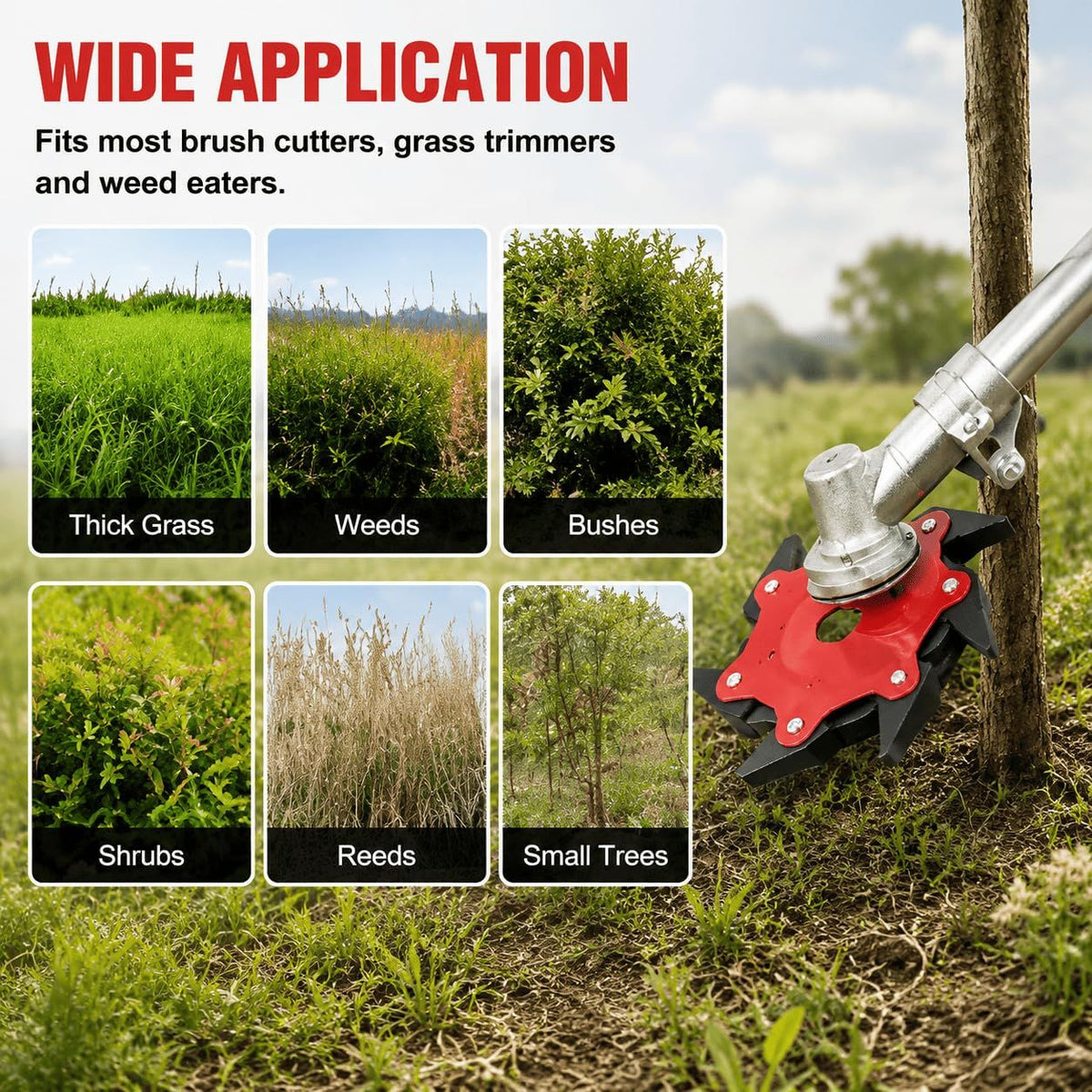 6-Tooth Brush Cutter Blade – Heavy-Duty Weed Trimmer Head & Durable Grass Cutter Attachment for Thick Grass, Shrubs & Tough Vegetation(red)