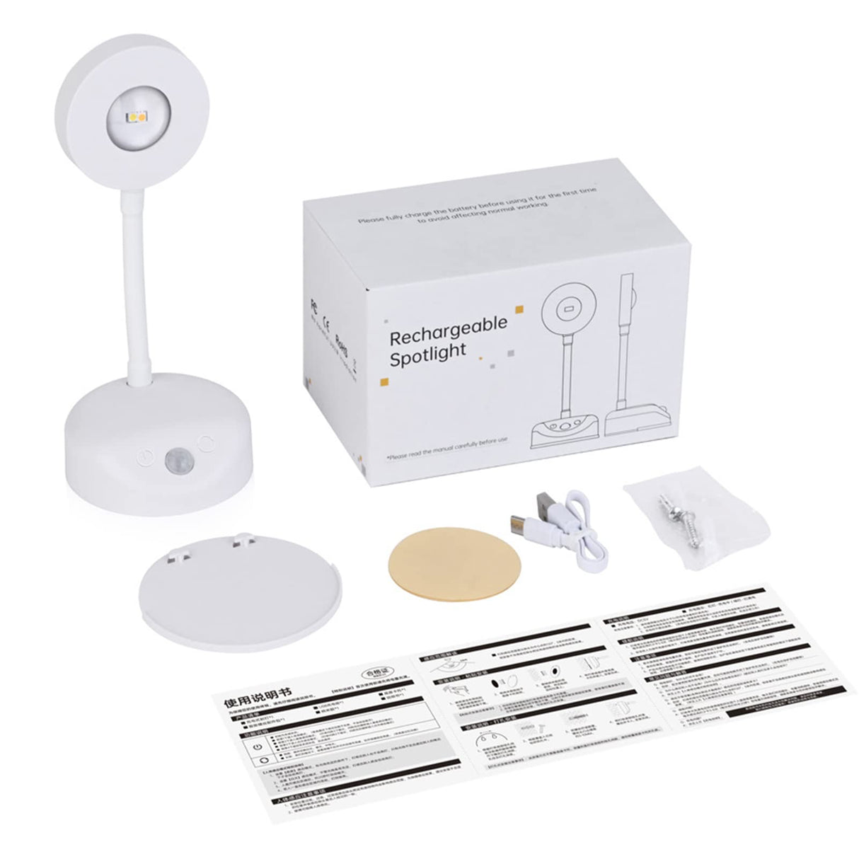 3-Pack Rechargeable LED Wall Spotlight for Art – Wireless Motion Sensor Picture Light with Remote, 3 Color Temperatures, Dimmable & Adjustable Head, No Wiring Needed (White)