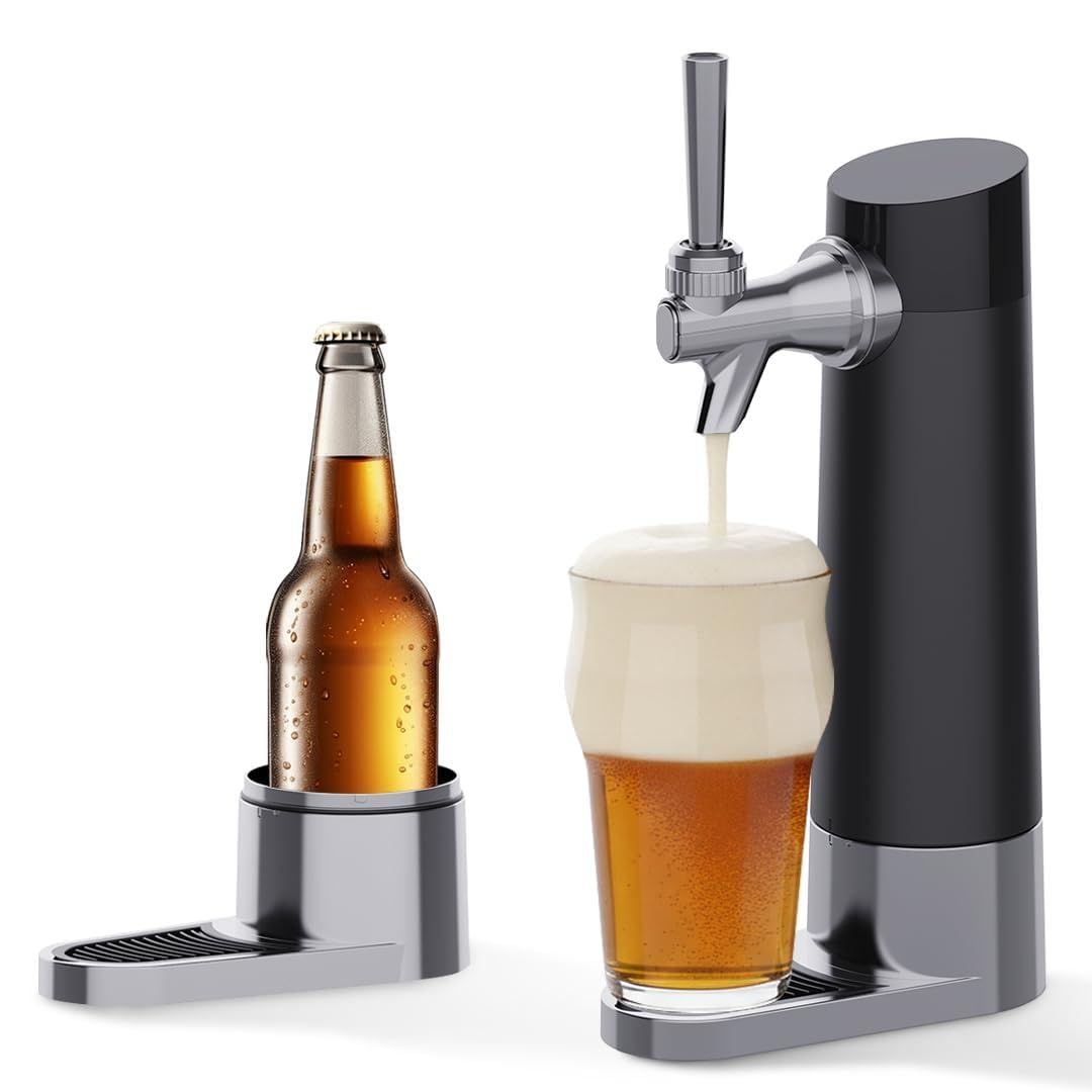 Draft Beer Dispenser System, Homebrew Kegerator with Ultra-Fine Foam Top, Portable Mini Kegerator for Cans & Bottles, Birthday Gift for Men & Husband(black)