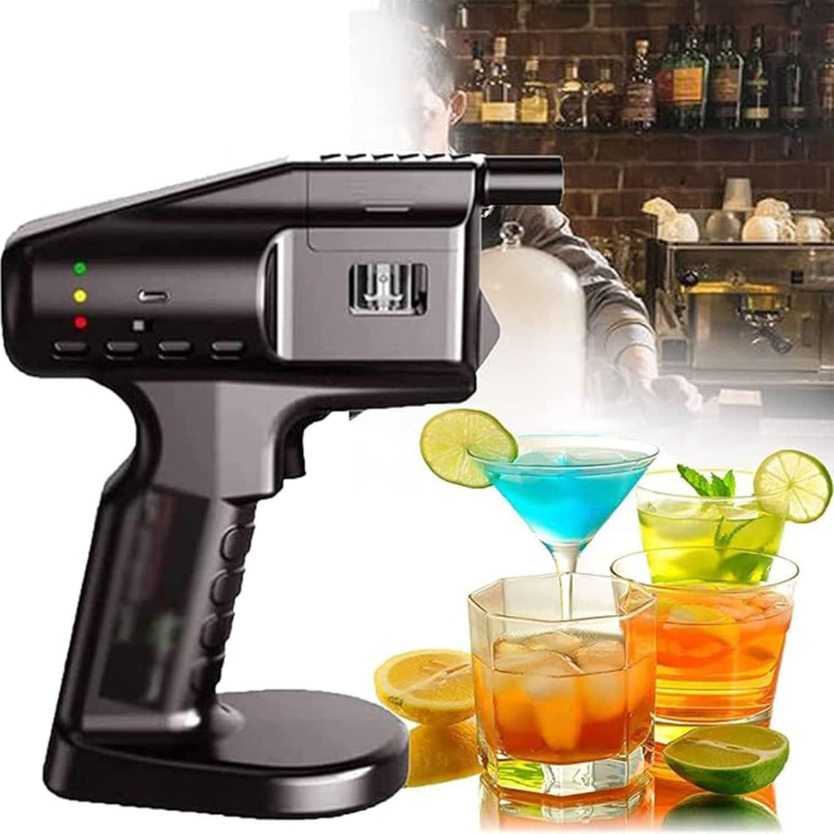 Cocktail Smoker Kit, for Smoke DIY Tools Set USB Charging Bubble Machine for Cocktail Drink, Outdoor BBQ & Home(Black)