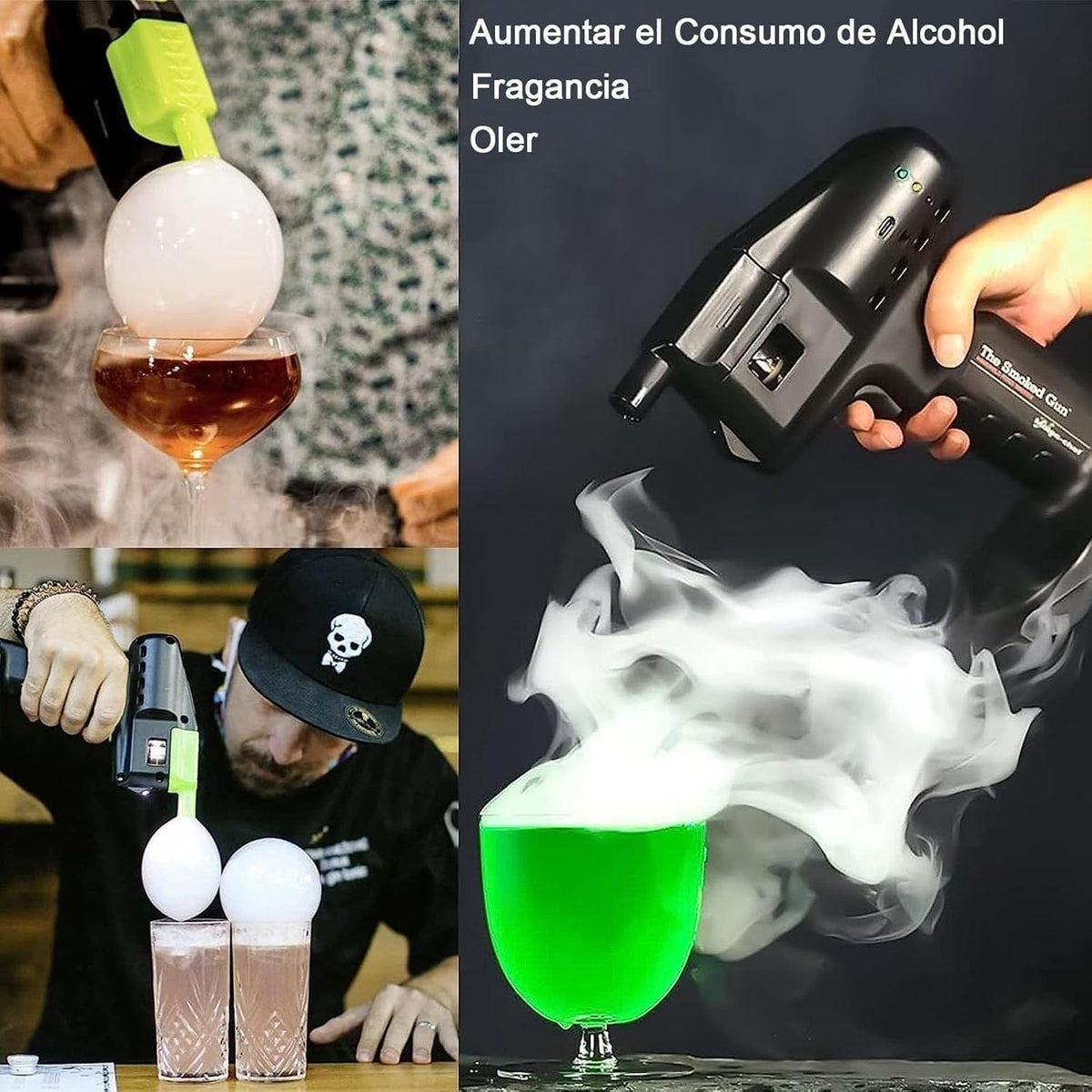 Cocktail Smoker Kit, for Smoke DIY Tools Set USB Charging Bubble Machine for Cocktail Drink, Outdoor BBQ & Home(Black)