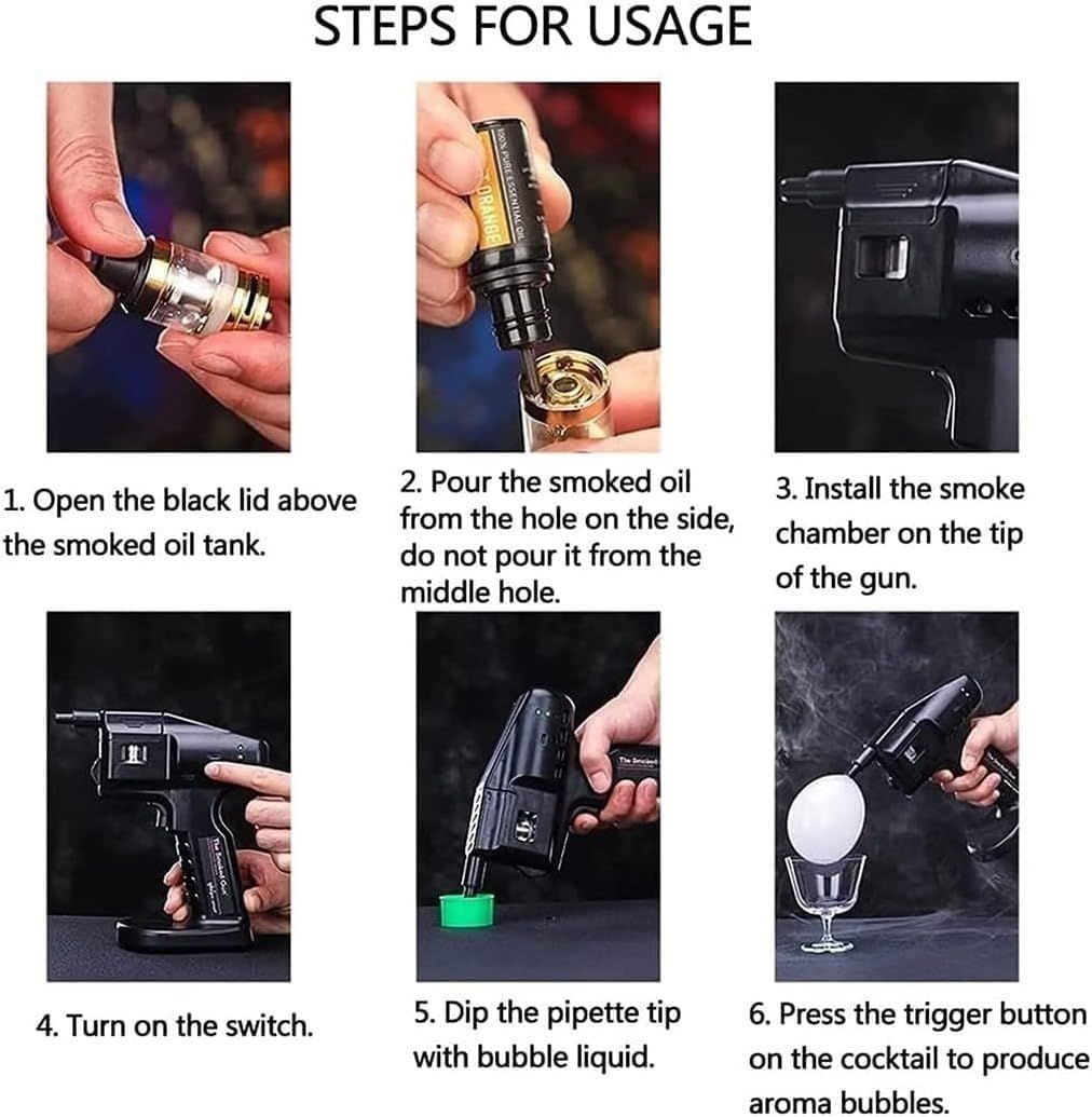 Cocktail Smoker Kit, for Smoke DIY Tools Set USB Charging Bubble Machine for Cocktail Drink, Outdoor BBQ & Home(Black)