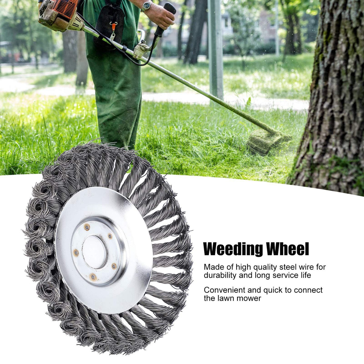 6 Inches Garden Weed Eater Brush Round Steel Wire Wheel Brush with Cutter Head for Lawn Mower Grass Eater Trimmer Brush Cutter Tools Parts Rust Removal Tools(Gray)