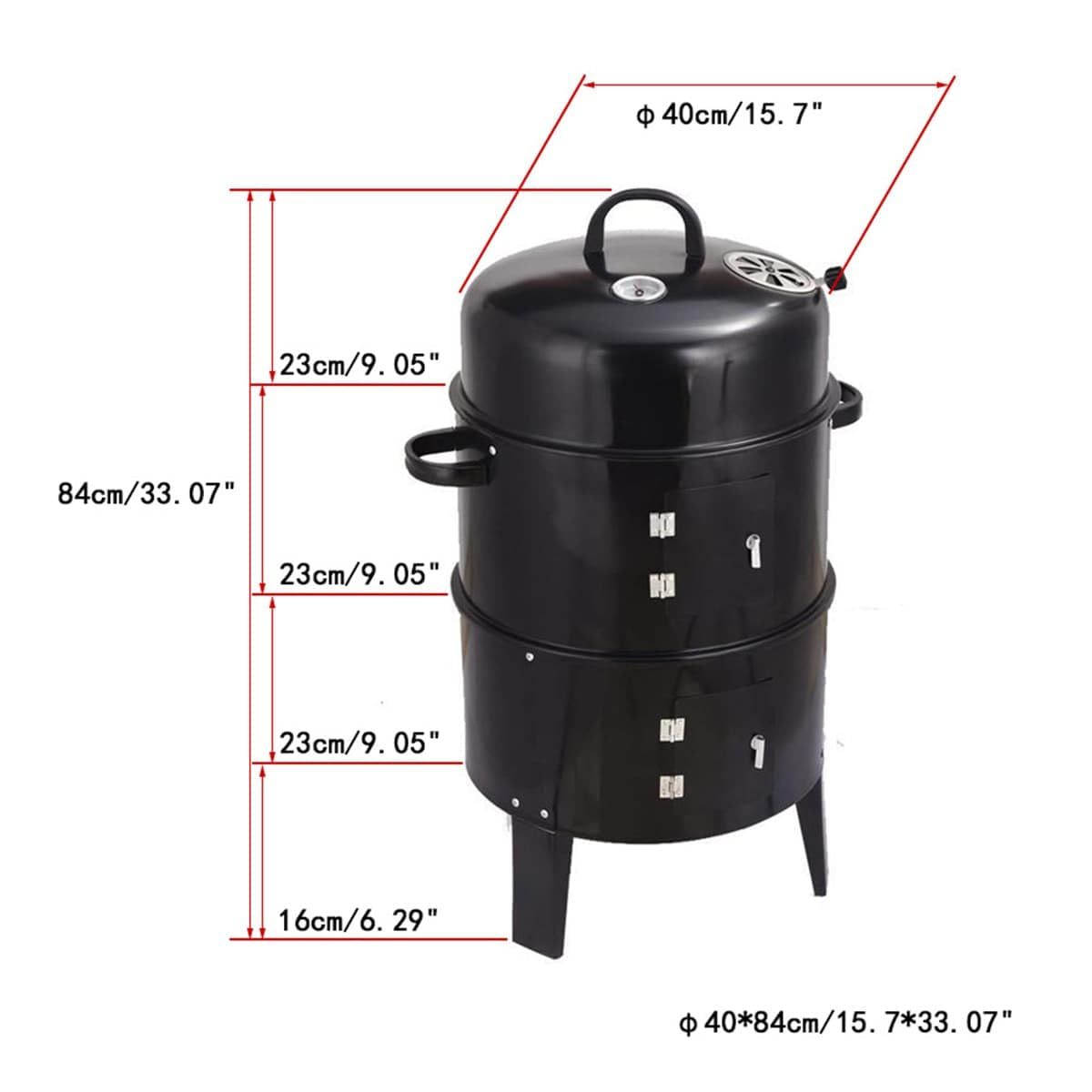 Outdoor Double-Layer Grill – Charcoal Wood-Fired Braising & Smoking Stove, Portable Grill for Camping, Outdoor Cooking, Backyard Kitchen, Patio & Garden BBQ(black)