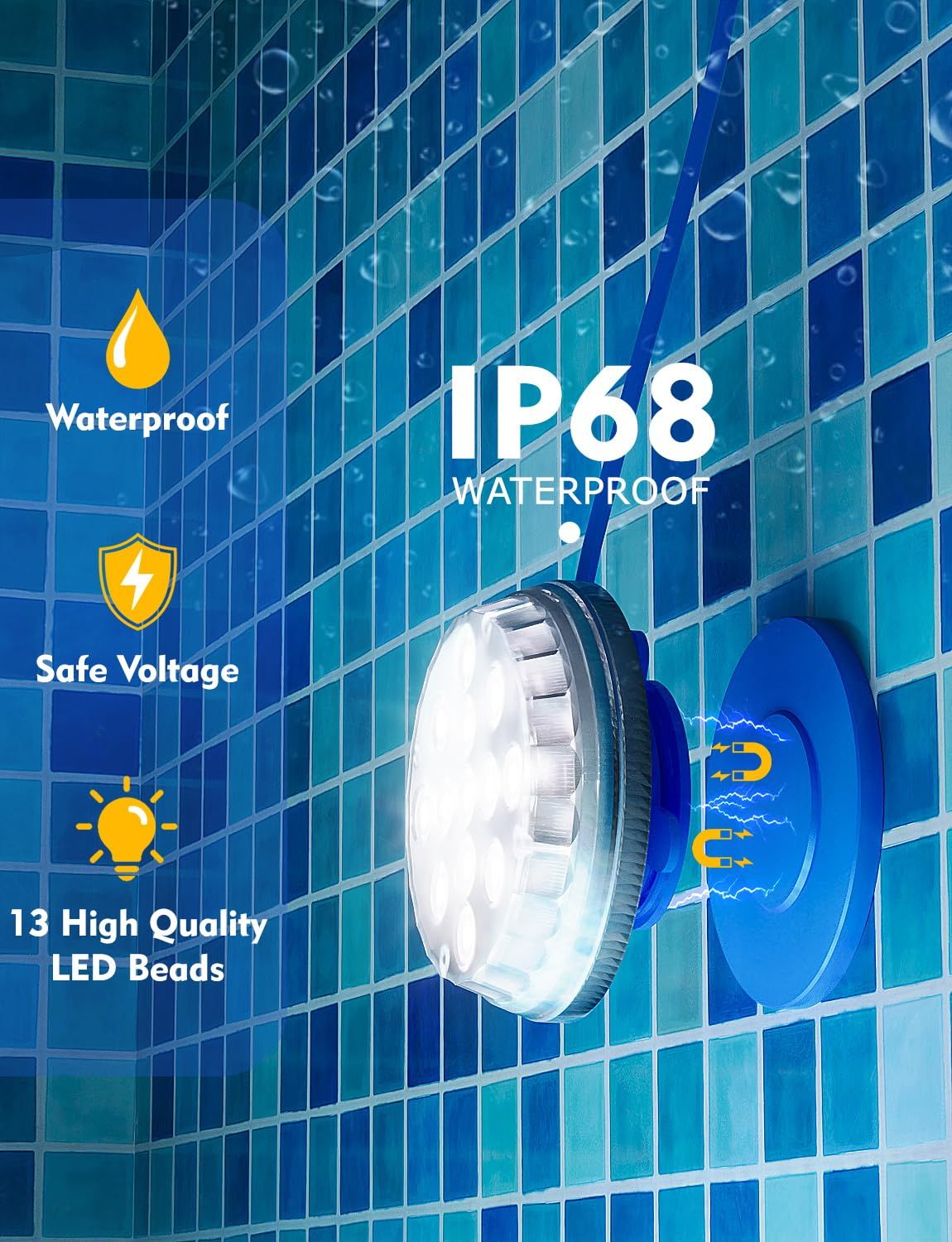 Solar Pool Lights with Remote, Submersible Pool Lights 2 Pack
IP68 Waterproof 16 Colors Underwater Solar Powered LED Pool Lights for Above Ground Inground Pool, Pond(blue)