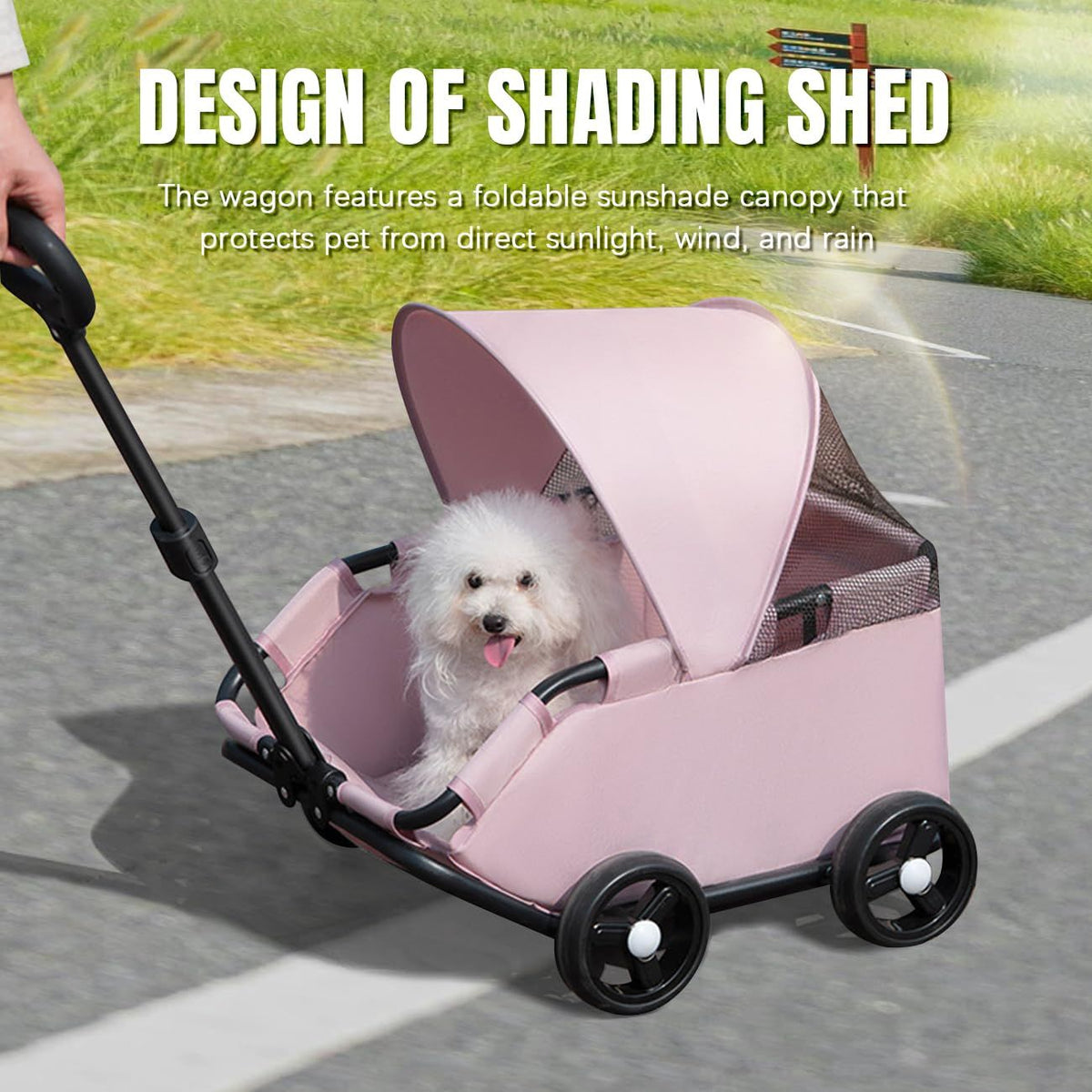 4-Wheel Dog Stroller with Sunshade Cover Collapsible Mesh Canopy Portable Pet Carrier for Outdoor Travel Shopping Walking Suitable for Small Dogs and Cats(black)