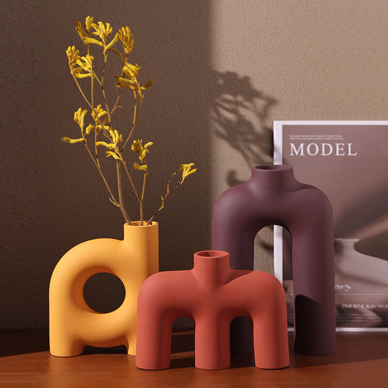 Tubular Letter Vase Set(3-Piece ) – Modern Ceramic Decor for Living Room, Dining Table & TV Stand | Other Luxury Styles Available in Store