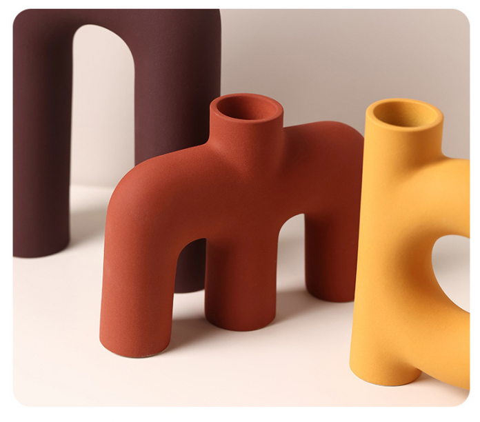 Tubular Letter Vase Set(3-Piece ) – Modern Ceramic Decor for Living Room, Dining Table & TV Stand | Other Luxury Styles Available in Store