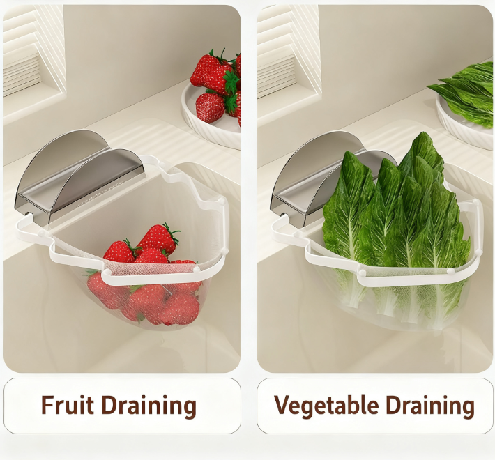 Kitchen Sink Filter Rack with 100 12cm*15cm Mesh Bags, Foldable Food Waste Strainer, Multi-functional Drain Basket(green)