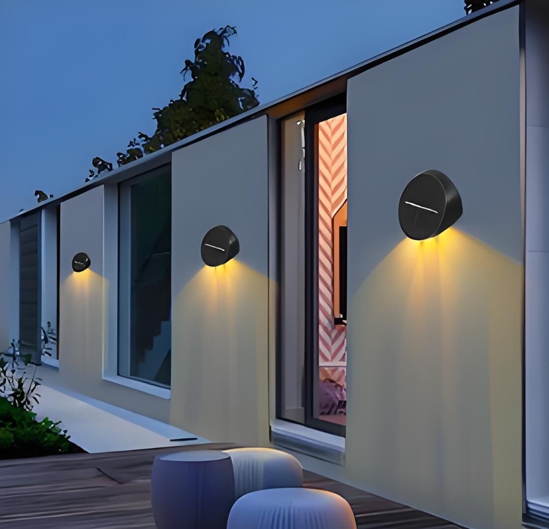 Solar Outdoor Wall Lights (4-Pack): IP44 Waterproof LED Sconces for Garden, Patio & Pathway Lighting(Warm light)