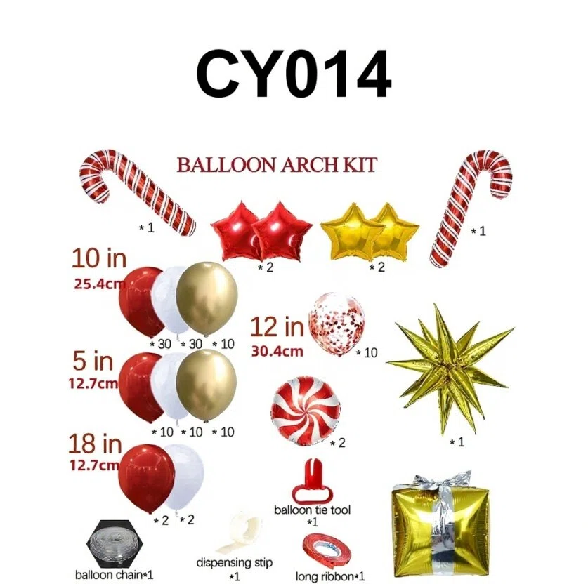 Christmas Balloon Bundle: 2 Themed Kits (Arch + Tree) - Aluminum Foil & Latex Balloons