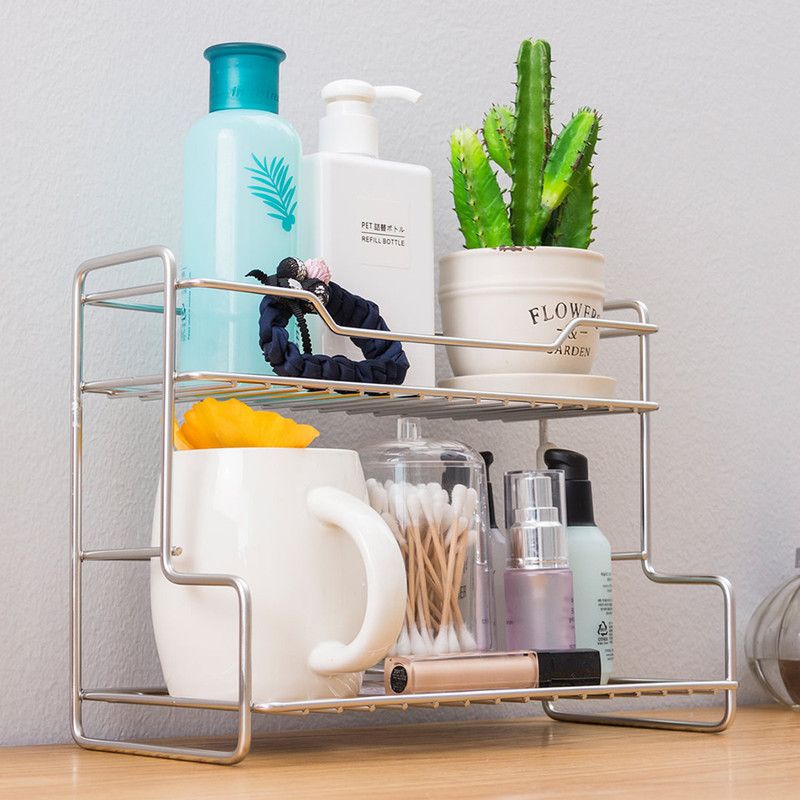 Mini Stainless Steel Kitchen Spice Storage Shelf Bathroom And Toilet Organizer Rack-Silver