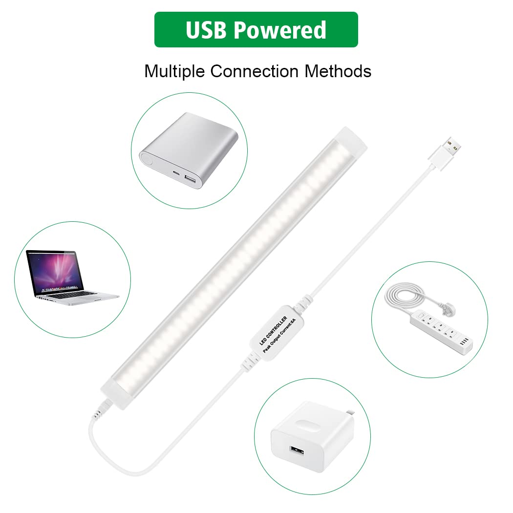 Led Under Cupboard Kitchen Lights, Dimmable Bar Cupboard Lights with Remote Control for Wardrobe,Cupboards, Closets, Display Cabinets(Natural White,2 Pack)