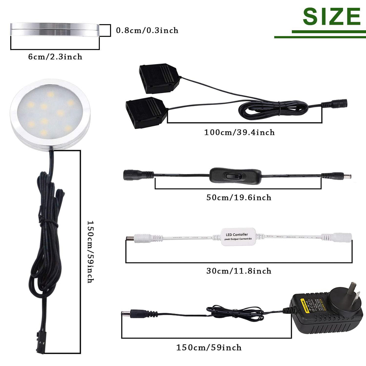 Dimmable & Timing Under Counter Lights Kitchen with Wireless RF Remote,Ultra-Thin 240V LED Cabinet Lights,12W Shelf Lights,6 Lights,Daylight White