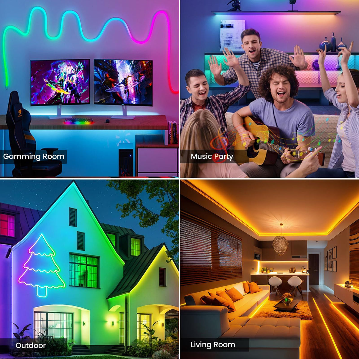 32.8ft LED Neon Rope Lights with APP/Remote Control,Flexible DIY Design,Music Sync Neon Lights for Wall Decor,Outdoor IP67 Waterproof, RGB Rope LED Lights for Bedroom,Livingroom,Gaming,Party