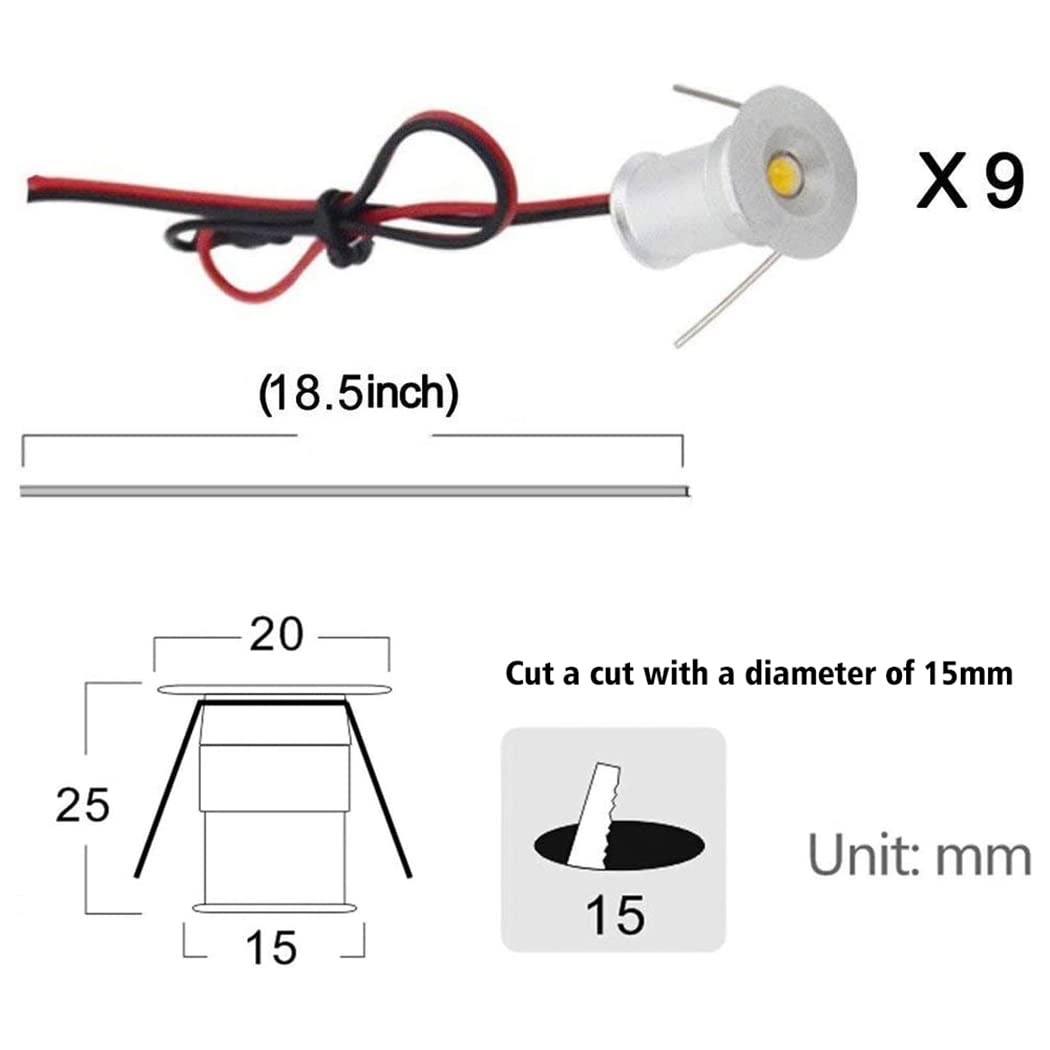 LED Small Recessed Ceiling Lights Spot Lights Downlights,IP54 Ceiling Ultra Slim 9 Pack,Small Spot Lamp with Hardwired for Kitchen,Stairs,Hallway,DIY Lighting,Bookshelf (6000K Daylight White)