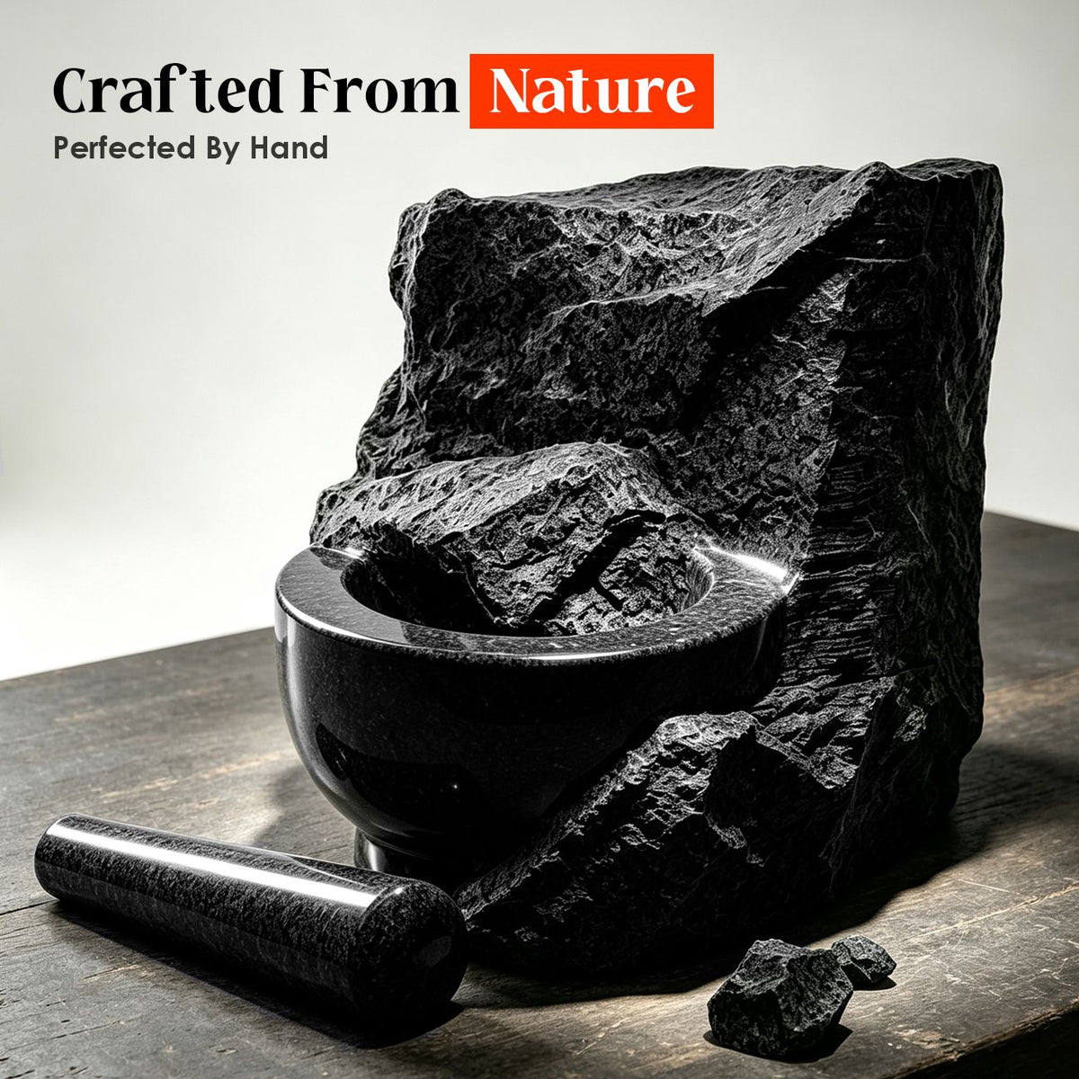 Granite Mortar and Pestle Set, 480ml Heavy Duty Stone Grinder Bowl with 15.5cm Pestle, Dark Grey, Manual Spice Grinder for Guacamole, Salsa, Pesto, Herbs, Spices, Nuts & Seeds