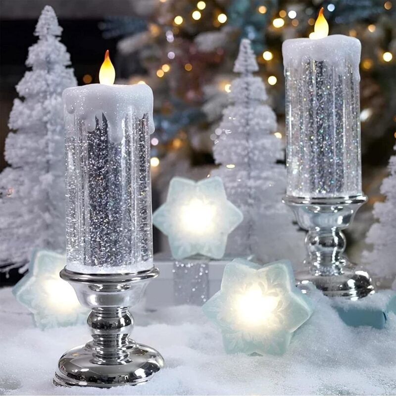 Flickering Flameless Candles Christmas LED Candles - Usb Rechargeable Color Changing Christmas Candles, LED Water