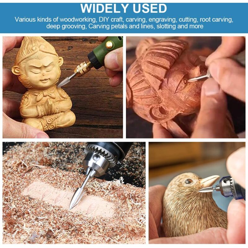 Wood Carving Bit Set For ROtary Tool, 5 Pieces Wood Carving Bits With 1/8 Inch Shank For Diy Woodworking, Engraving,