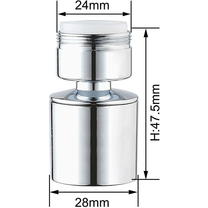 24Mm Dual Function Kitchen Faucet Aerator, Acs Certification, Chrome Male Thread (M24)