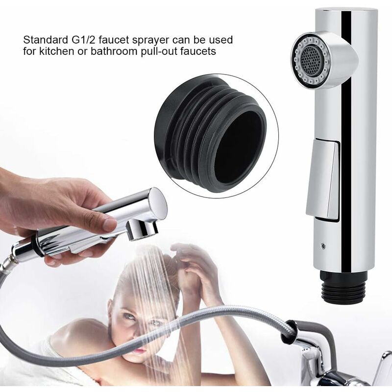 Pull-Out Sprayer Faucet Replacement Accessory 2 Spray Settings For Kitchen Sink