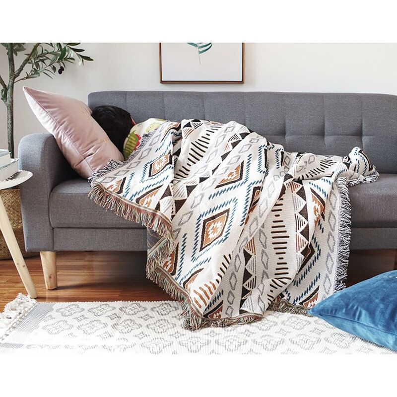 Sofa Blanket With Tassel, Couch Throws, Knitted Blanket, Aztec Ethnic Style Blanket, For Home, Office, Travel, Camping.