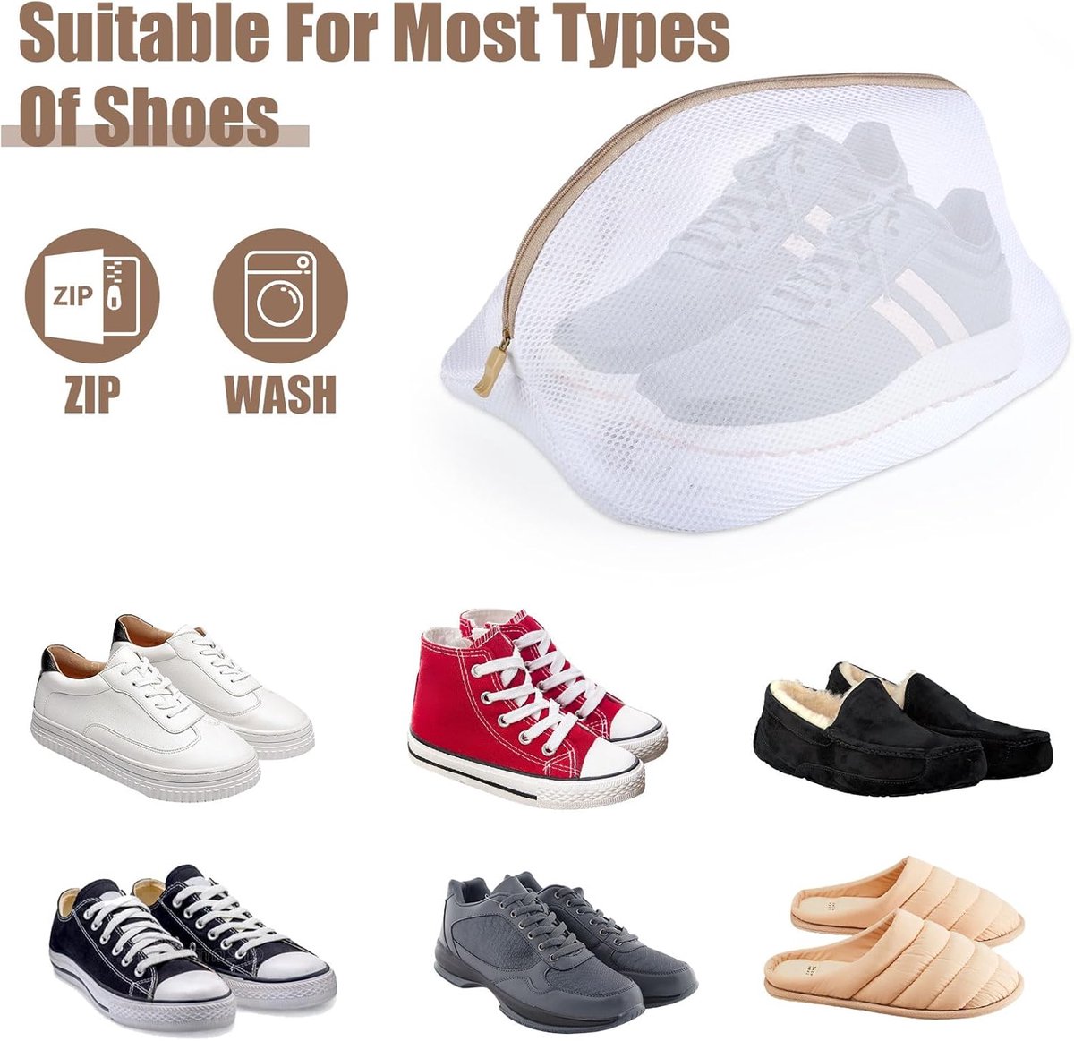 Laundry bag - Packing cubes - Laundry net - Women's shoe bag - Laundry bags with zipper - Compression zippered storage cubes - Reusable - 2 pieces - Shoe protector - Clothes