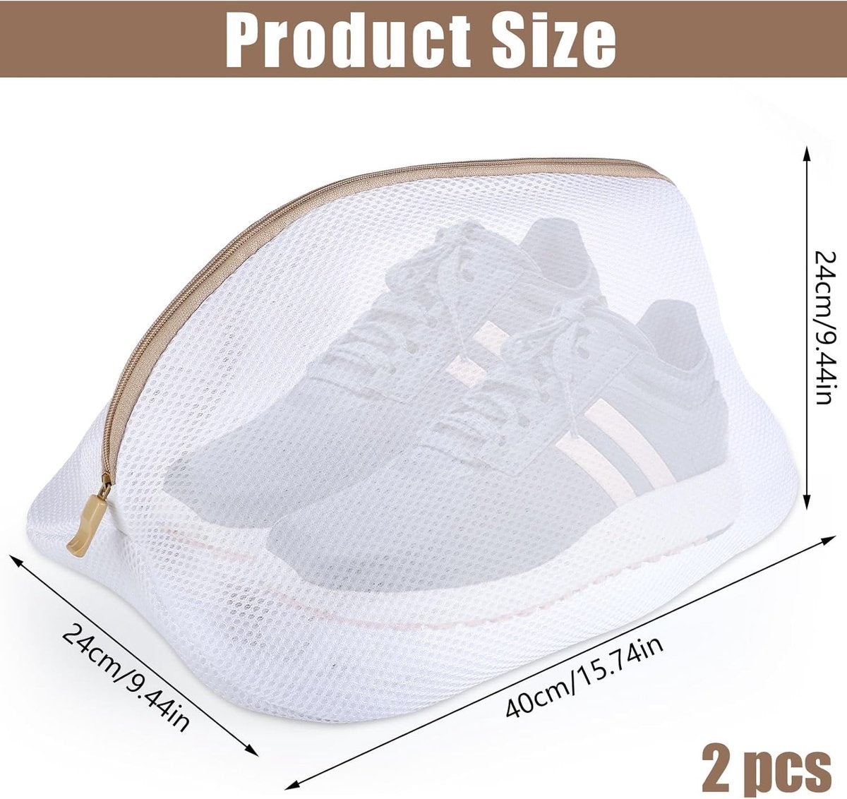 Laundry bag - Packing cubes - Laundry net - Women's shoe bag - Laundry bags with zipper - Compression zippered storage cubes - Reusable - 2 pieces - Shoe protector - Clothes