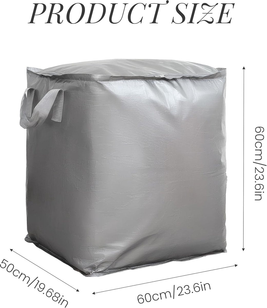 Collapsible Laundry Basket - Large Laundry Basket - Large Storage Bag - Large Carrying Bag - Travel Bag - Storage Bag, Moving Box, Clothes Storage Bag, Moving Bag - Silver