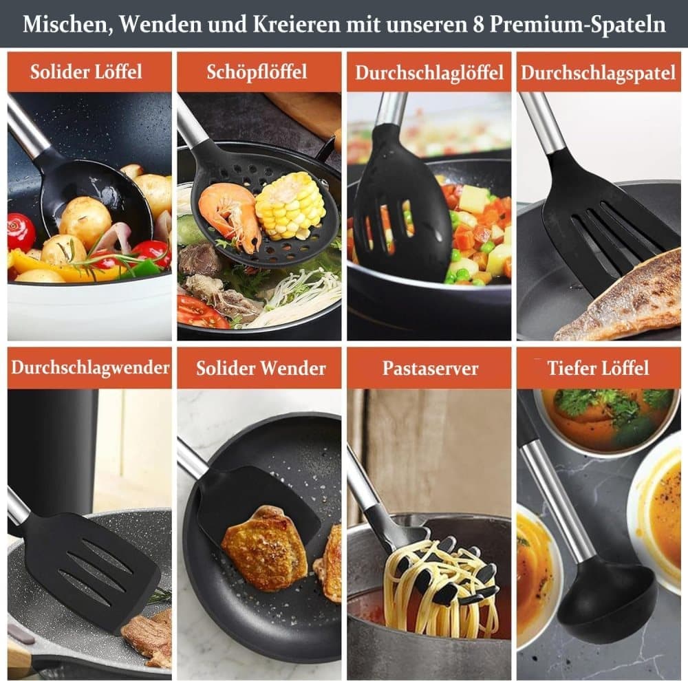 25-Piece Kitchen Utensils Set, Silicone Cooking Tools, Complete Kitchen Utensil Kit