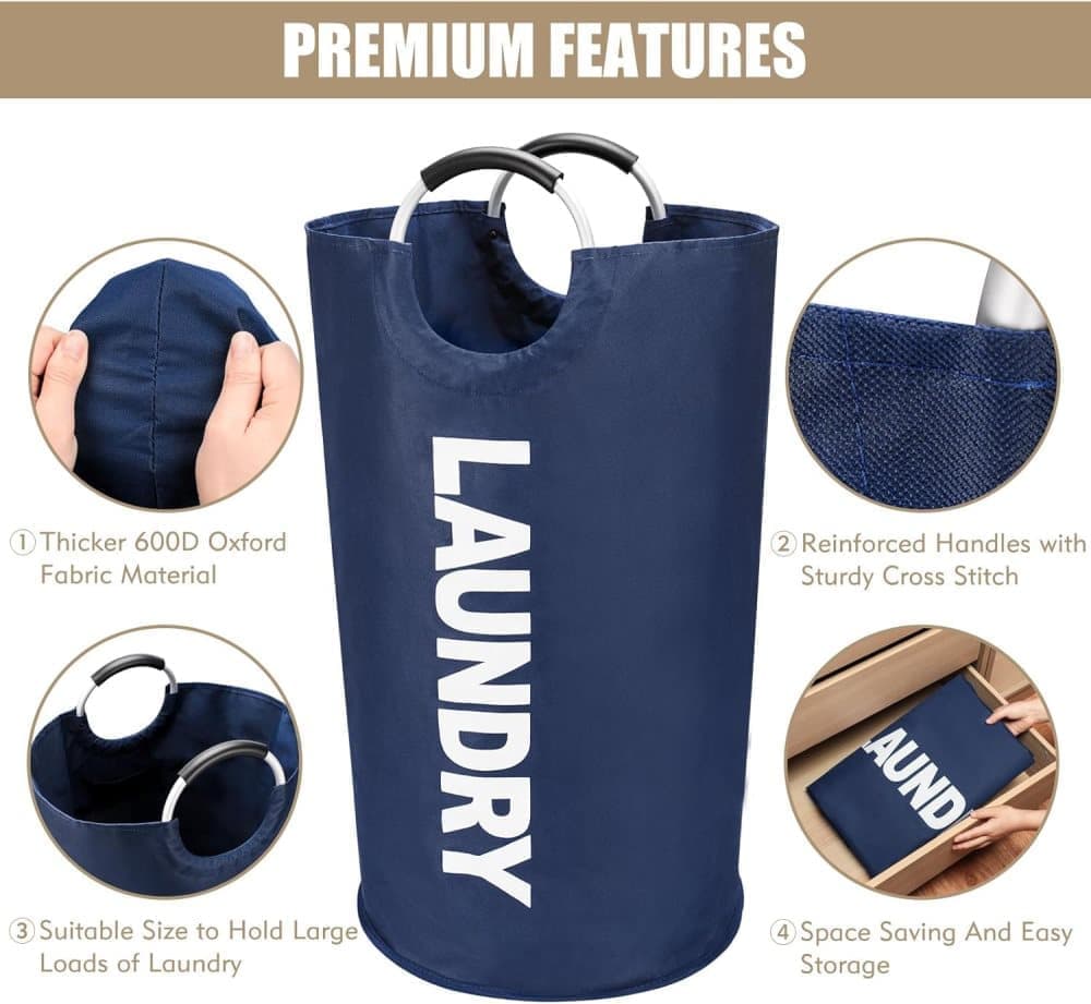 90L Foldable Laundry Basket, Waterproof, with Handles, 38x38x79 cm, Gray
