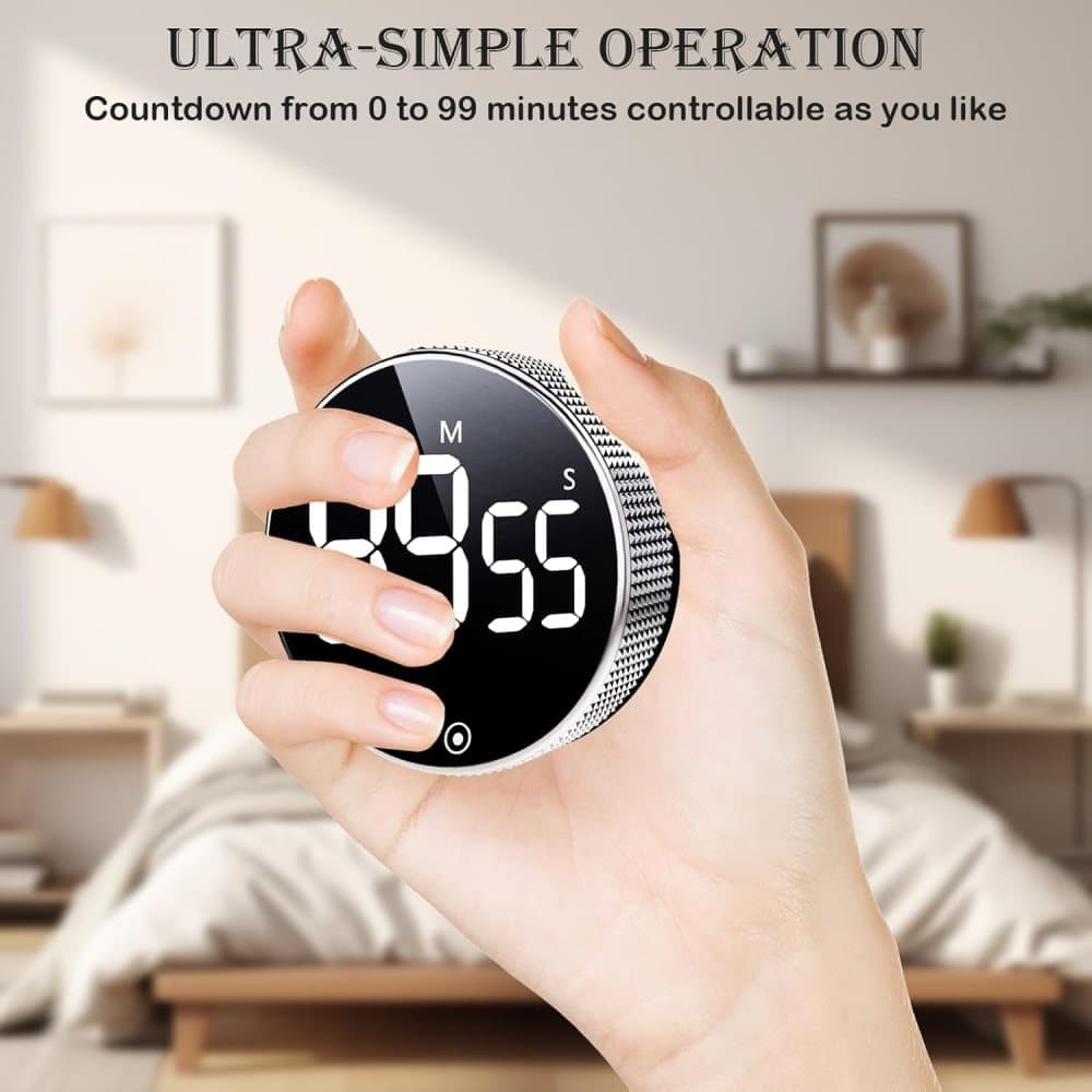 Digital Timer with Magnet and LED Display, Compatible with Kitchen Appliances