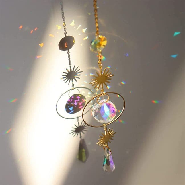 6 inches rainbow refractive prism suncatcher crystal decoration, 15 cm