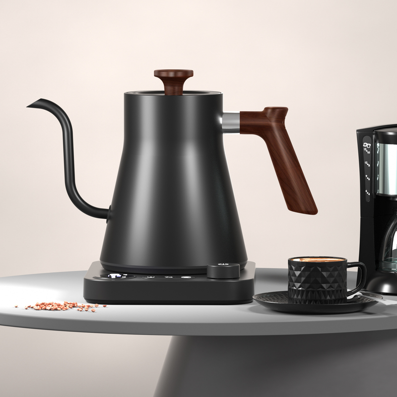 Gooseneck Electric Kettle - 0.9L - With Temperature Control - Stainless Steel 304 - Ultra-Silent - White