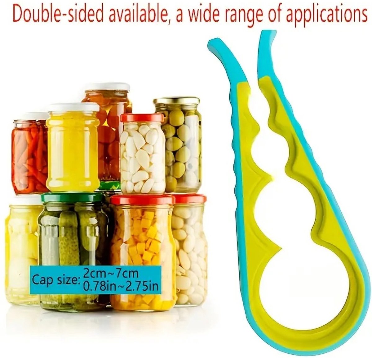 6-in-1 Opener | Multifunctional Opener | Kitchen Helper Opener | Jar | Bottle | Beer | Bag | Caps | Green