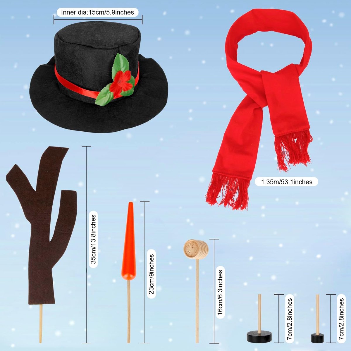 16-Piece Snowman Decoration Set - Christmas Winter Party - Reusable - Non-woven Velour