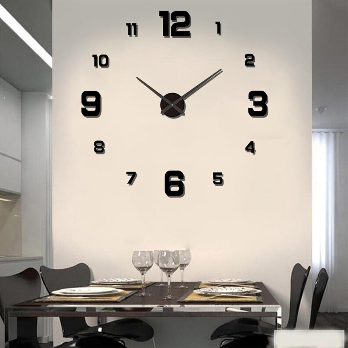 Frameless Wall Clock - Modern 3D DIY - Large Display for Clear Reading - Easy to Stick - Modern Living Room Decor