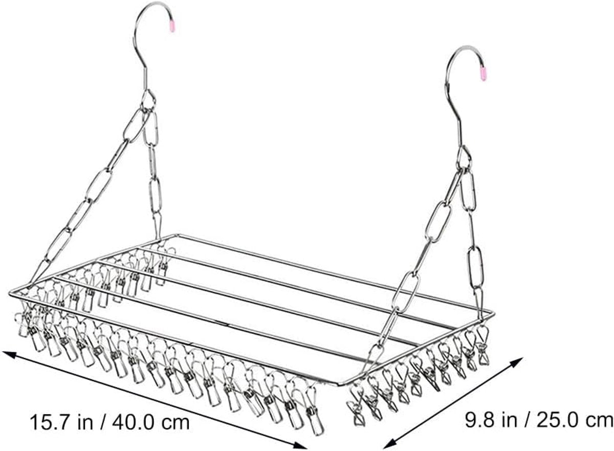 Drying Rack - 36 Stainless Steel Clips - Reinforced No Deformation - Socks and Underwear Drying Rack for Home Laundry Room