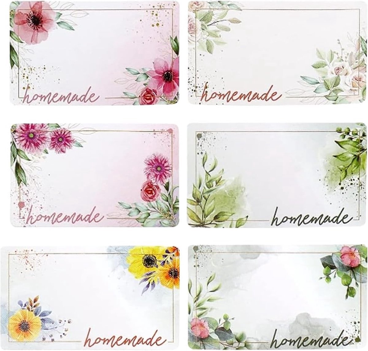 500 Pieces Jam Labels - Self-Adhesive Label - Flower Rectangular Jar Sticker Labels - For Freezer and Refrigerator - Labels - For Containers - Shelf Life Stickers - Shelf Life Labels - Freezer Containers - Refrigerator - Freezer - Writable