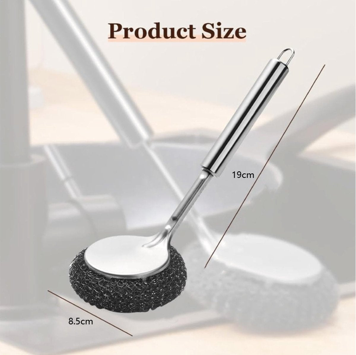 Dish Brush/ Steel Brush - Kitchen Brush - Cleaning Brush - Dishwashing Brush - Kitchen Steel Wool Pot Scrubber - For Dishes, Pots, Stoves, Sink - Detachable Brush - With 1 Replacement Head - Can Be Hung