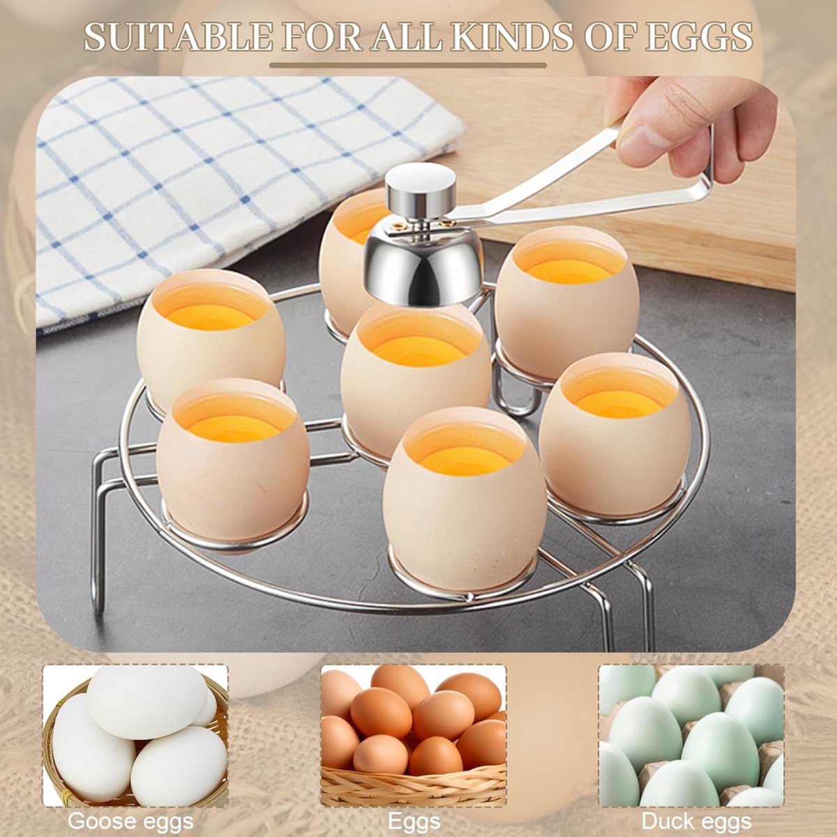 Eggshell Cutter - Stainless Steel - Eggshell Opener - Egg Beheader - Egg Topper - Egg Slicers - Egg Topper - Eggshell Splitters - Egg Pricker - Eggshell Cracker - No Dirty Hands - Opening Raw Eggs - Kitchen Utensils - Gift