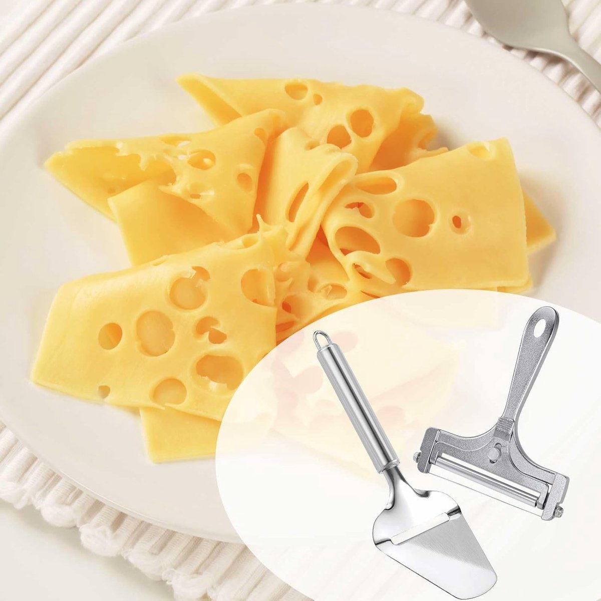 Cheese Slicer - 2-Piece Cheese Slicer Set - Cheese Grater - Cheese Cutter - Cheese Slicer for Young Cheese - Kitchen Accessories - For Block Cheese Butter - Wire Cheese Slicer