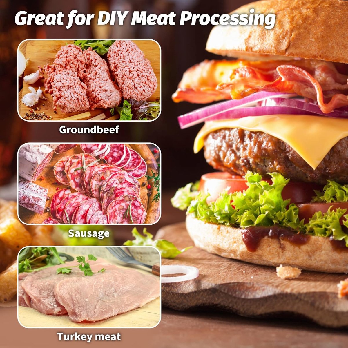 Meat Press - Burger Meat Press - Hamburger Press - Hamburger Press - Hamburger Mold - Kitchen Food Mold - Round Hamburger - Make Your Own Hamburgers - BBQ Accessories - For Delicious Hamburgers, Patties, BBQ, Hamburger Press - Silver - Stainless Steel