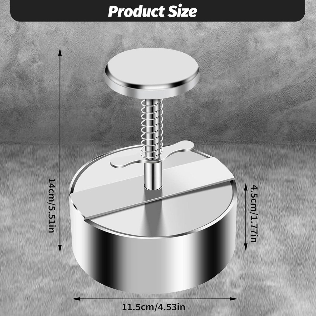 Meat Press - Burger Meat Press - Hamburger Press - Hamburger Press - Hamburger Mold - Kitchen Food Mold - Round Hamburger - Make Your Own Hamburgers - BBQ Accessories - For Delicious Hamburgers, Patties, BBQ, Hamburger Press - Silver - Stainless Steel