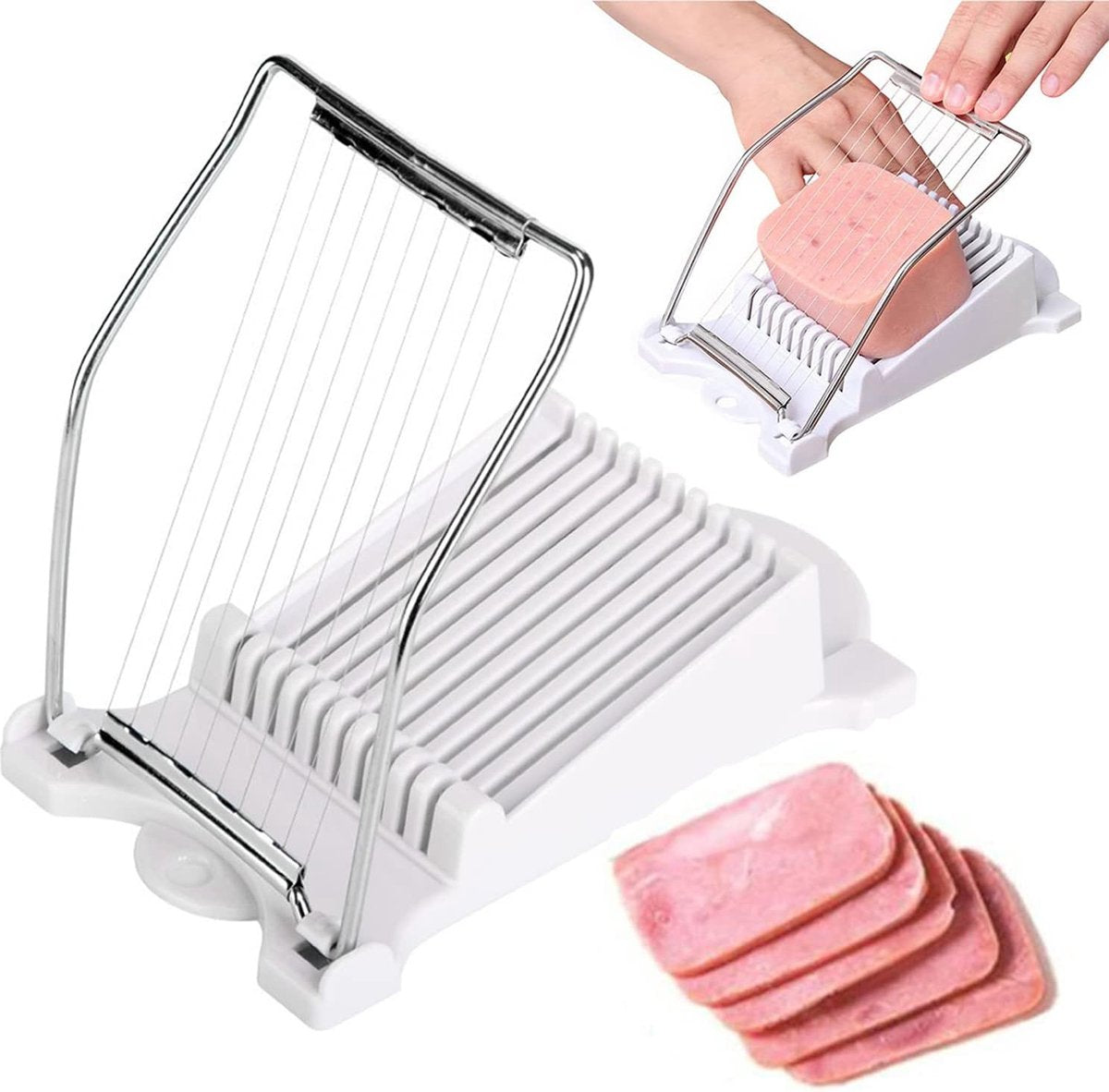 Cheese Slicer - Multipurpose Slicer Dicer - Vegetable Cutter - Multifunctional Chaf - Stainless Steel - Kitchen Utensils - Kitchen Accessories - Cheese Slicer for Young Cheese - For Cheese/Ham/Root Vegetables/Hot Dogs - White