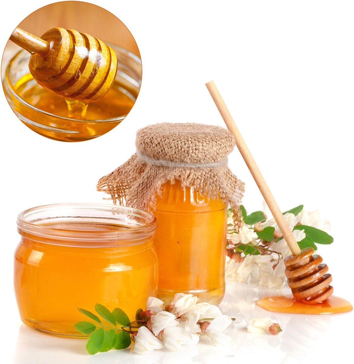 Wooden Honey Spoon - 50 Pieces Honey Stick - 8 Cm - Honey Dipper - Honey Dipper Sticks - Honey Stirrer - Sustainable - Kitchen Utensils - Breakfast - Ideal For Birthdays, Weddings, Baby Showers